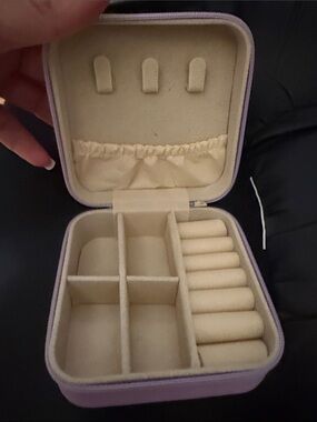 Compact Lavender Jewelry Organizer Travel Case